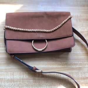 Brown Faux Leather Shoulder Bag